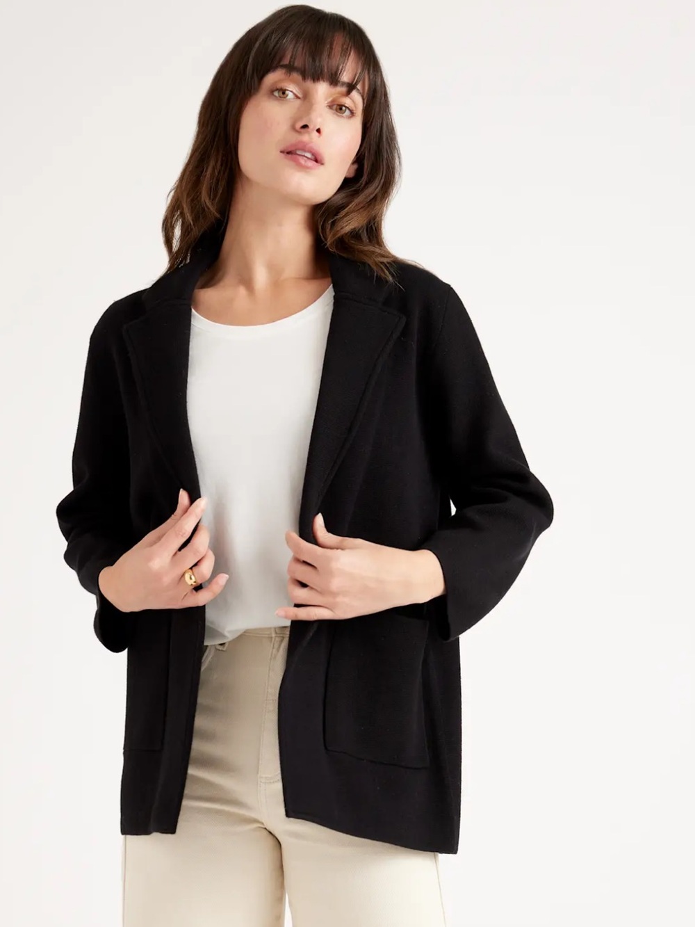 Quince 100% Organic Cotton Knit Blazer – Black (Size XS)